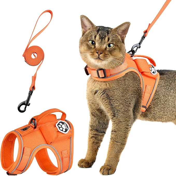 OneTigris Cat Harness and Leash - Escape Proof Soft Adjustable Cat Harness, Breathable, Comfortable, Durable Water-Resista...