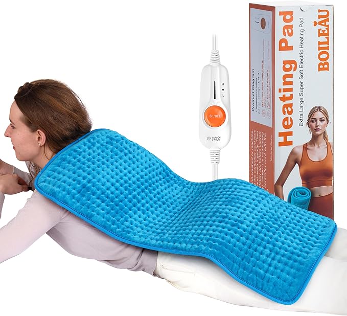 Boileau Electric Heating Pad for Back Pain and Period Cramps Relief, 17"x33" Extra Large XXXL, 3 Heating Levels Heat Pad w...