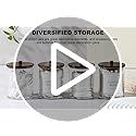 4 Pack Qtip Holder Dispenser with Wood Lids - 10 oz Clear Plastic Apothecary Jar Containers for Vanity Makeup Organizer St...