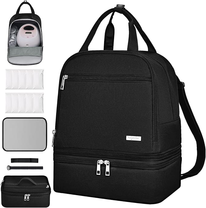 Derbiedersinn Breast Pump Bag, Compatible with Spectra Pumps, Insulated Carrying Case with Cooler for Milk Storage, Trave...