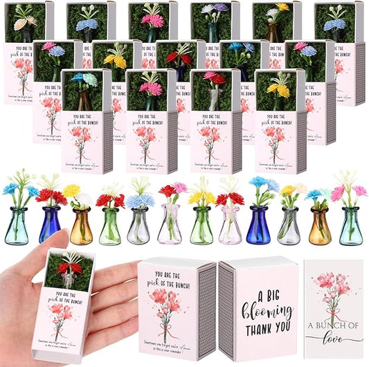 36 Sets Mother's Day Bulk Gifts for Women Teacher Nurse Appreciation Positive Mini Bud Vases with Flower Office Desk Decor...