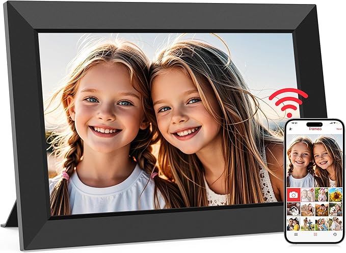 Frameo 10.1 Inch WiFi Digital Picture Frame, Smart Cloud Electronic Photo Frame with HD IPS Touch Screen Slideshow 32GB Me...