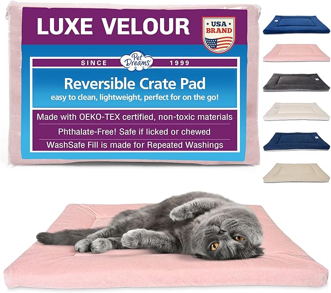 Pet Dreams Small Cat Bed - Crate Pad, Washable Cat Mat, Non-Toxic, Flat Indoor Kitten Bed, Fits iCrate 18, 24, 30, 36, 42,...