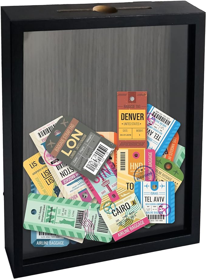 FramePro Ticket Shadow Box 8x10 Top Loading Display Case Frame with Slot on Top, Customizable DIY Sweet Gift, Movie Travel...