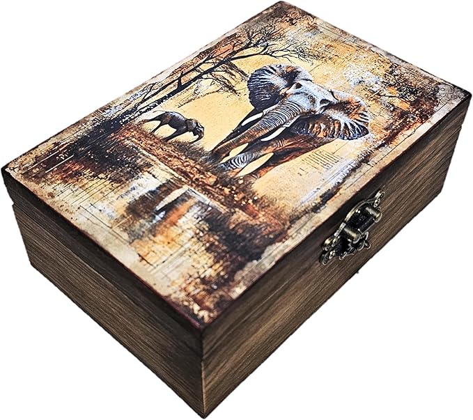 RK Collections Elephant Jewelry Trinket Keepsake Box. Animal Home Decor, Gifts for Horse Lovers Case/Holder. (6.5" Elephant)