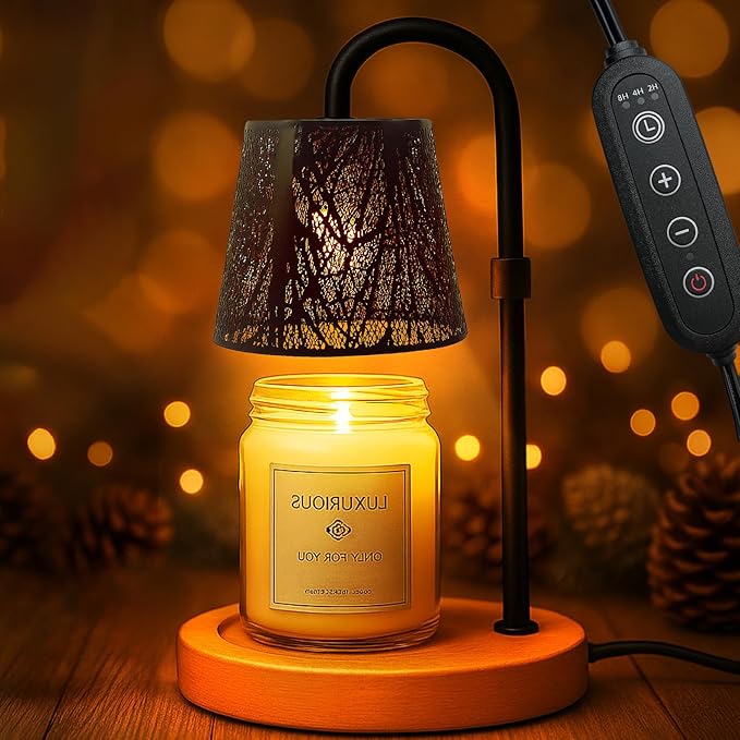 Black Candle Warmer Lamp with Timer Dimmer Adjustable Height for All Size Jar Candles, Birthday Gifts for Women Mom,Tree C...