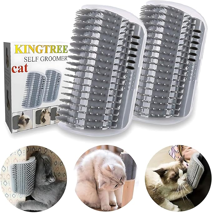 Kingtree Cat Corner Scratcher Self Groomer with Catnip, 2 Pack Softer Cat Face Scratchers Wall Corner Grooming Massage Com...