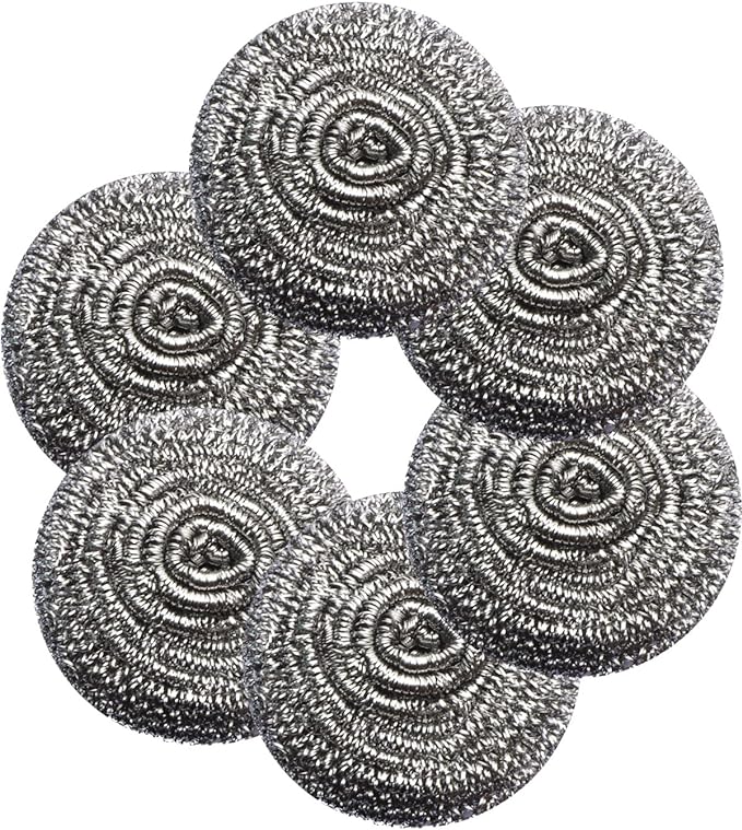 Docduet 6Pcs Steel Wool Scrubbers - Flexible Scrubber Pads for Cleaning Dishes, Pots, Pans, Grills and Sinks