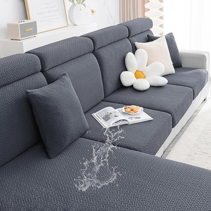 Smiry Waterproof Couch Cushion Covers for Sofa, Stretch Jacquard Seat Cushion Covers Washable, Sectional Sofa Slipcover El...