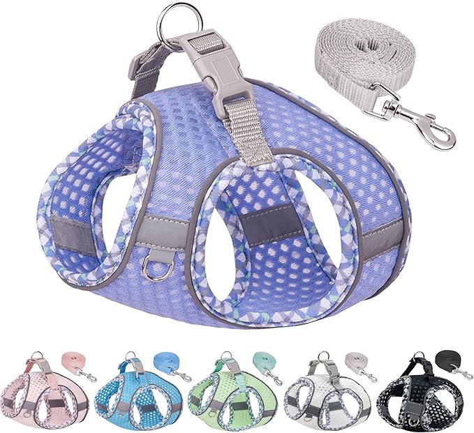 JOYPAWS Soft Dog Harness and Leash Set for Walking, Summer Step in Vest Harness, Reflective Bands, Ultra Thin Breathable P...