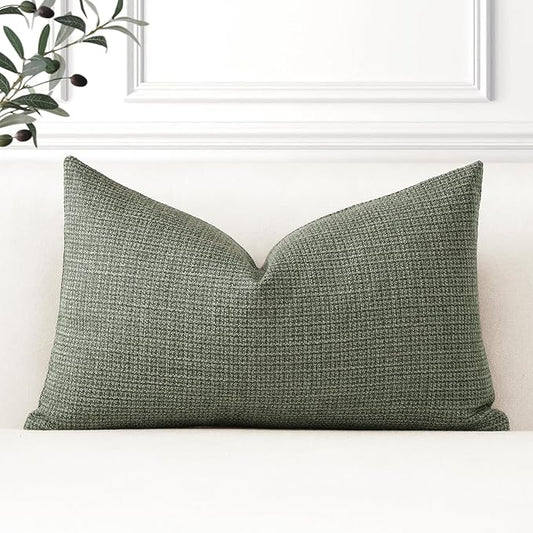 OTOSTAR Linen Throw Pillow Cover Set of 1 Decorative Lumbar Pillowcases Cushion Covers 16x24 Inch for Home Decor Sofa Bedr...