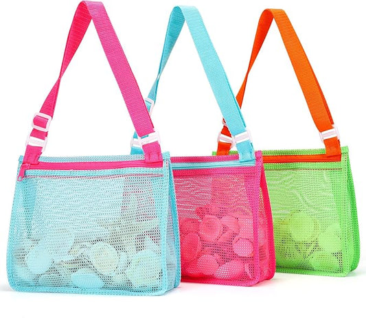 Tagitary Beach Toys Mesh Beach Bag Sand Toy Seashell Collecting Bag Pool Bag Swimming Beach Accessories Gift for Boys and ...
