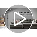 LED Floor Lamp, 18W/2000LM Bright Reading Floor Lamp for Office with Double Head, Adjustable Gooseneck Dimmable Modern Sta...