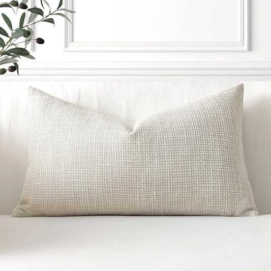 OTOSTAR Linen Throw Pillow Cover Set of 1 Decorative Lumbar Pillowcases Cushion Covers 16x24 Inch for Home Decor Sofa Bedr...