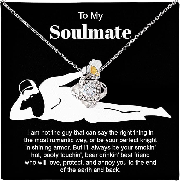 To My Soulmate Necklace For Women, Funny Gifts For Girlfriend, Personalized Christmas Presents For Girlfriend, Best Birthd...