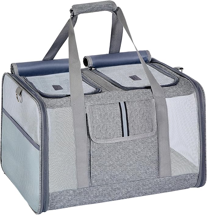 Lawfery Cat Carrier for 2 Cats, Large Soft-Sided Pet Travel Carrier, Dual Compartments, Privacy Protection, Dog Carrier fo...