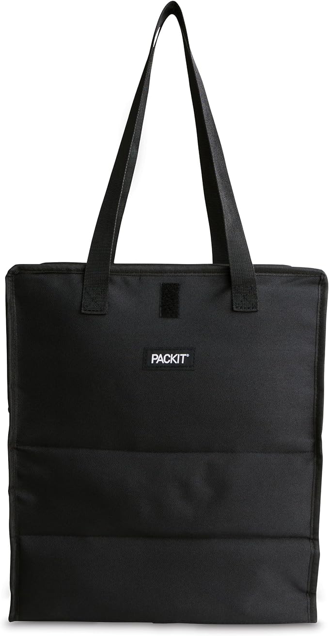 PackIt(R) Freezable Grocery Tote, Black, Built with EcoFreeze(R) Technology, Foldable, Collapsible, Reusable, Zip Closure,...