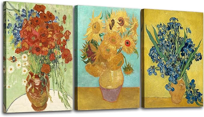 OKEXCKK Sunflowers of Vincent Van Gogh Wall Art, Irises Flower Paintings Artwork Reproduction, Giclee Canvas Prints Pictur...