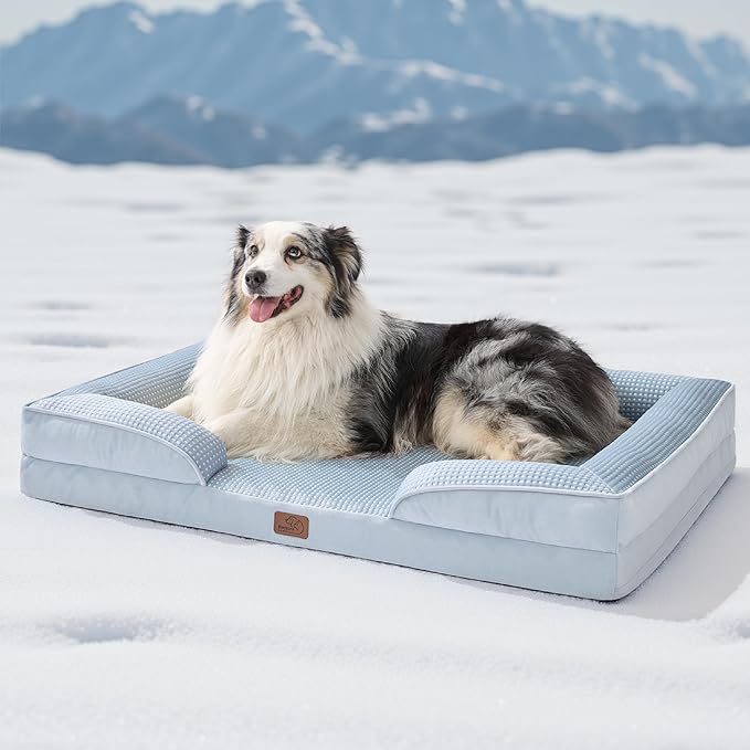 Bedsure L Plus Cooling Dog Bed for Large Dogs - Orthopedic Dog Cat Cooling Bed Washable, Big Comfort Dogs Couch Sofa with ...