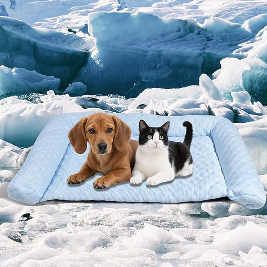 Cooling Mat for Dogs - 2025 Upgraded 24" x 14" Washable Pet Cooling Pad for Cats, Non-Slip Kennel Bed for Summer, Ultra-Co...