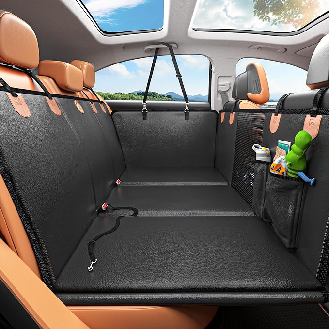 MYJAQI Back Seat Extender for Dogs, Waterproof Dog Car Seat Cover for Back Seat with Hard Bottom, 2026 Upgraded Material, ...