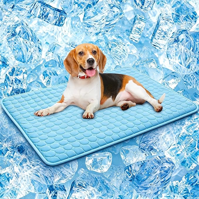 SOMOYA Dog Cooling Mat (Q-Max>0.4) Pet Cooling Pads Blanket Sleeping Kennel Mat,Ice Silk Cool Mat Pad Breathable Dog Bed M...