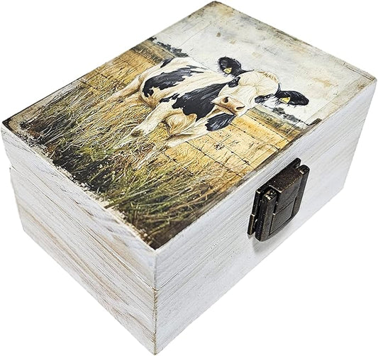 RK Collections Black and White Cow Trinket Box Small Jewelry Keepsake Box | Storage Box for Girls Women | Gift Idea, Anima...
