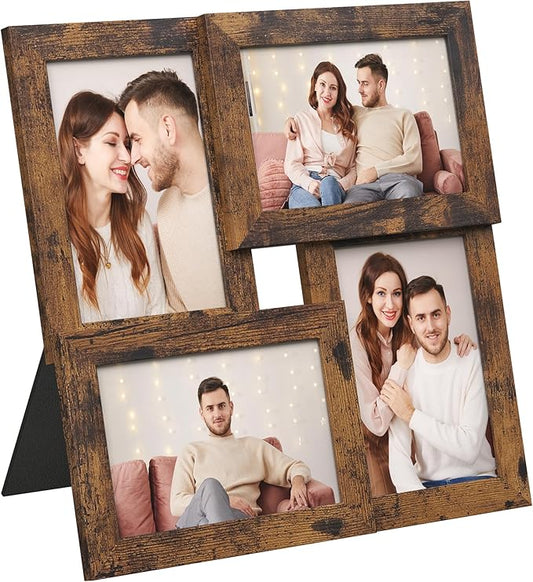 SONGMICS Collage Picture Frames, 4x6 for Wall Decor, Multi Family Photo for Gallery Decor, Hanging Display, Set of 4, Rust...