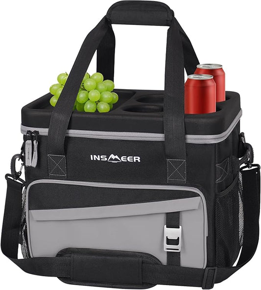 INSMEER Soft Cooler Bag with Hard Shell & 4 Cup Holders, 55 Cans 40L Collapsible Soft Sided Cooler, 100% Leakproof Insulat...