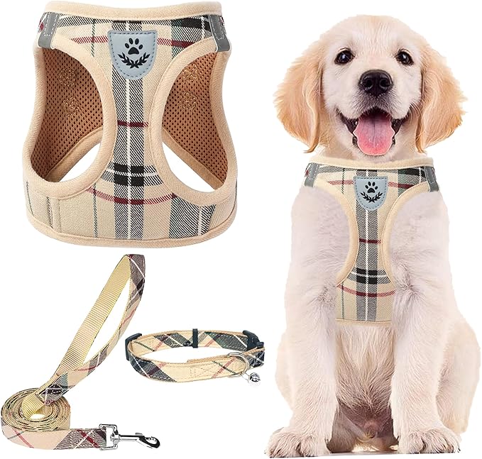 PUPTECK Adjustable Dog Harness Collar and Leash Set Step in No Pull Pet Harness for Small Medium Dogs Puppy and Cats Outdo...