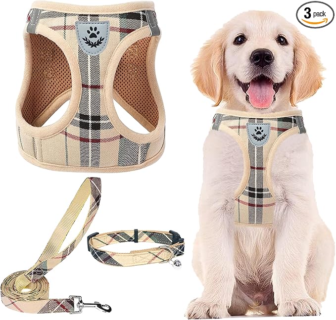 PUPTECK Adjustable Dog Harness Collar and Leash Set Step in No Pull Pet Harness for Small Medium Dogs Puppy and Cats Outdo...
