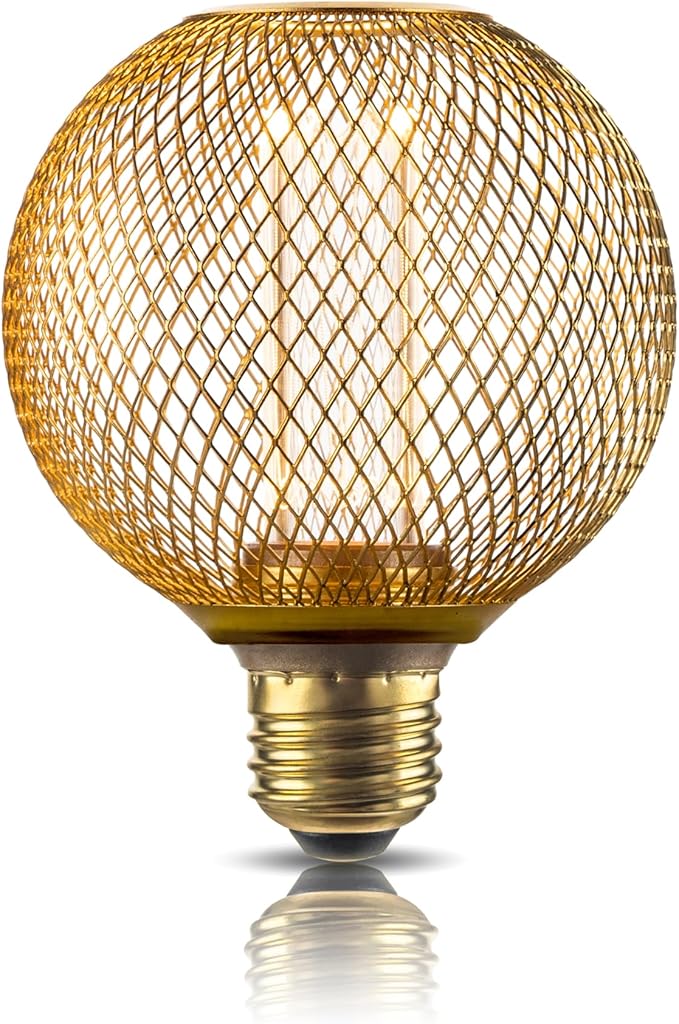 Harwez Decorative LED Light Bulb, Golden Metal Mesh Cover, E26 Medium Base, LED Lights for Bedroom Floor Lamp, Ceiling Lig...