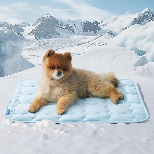 Bedsure Cooling Mat for Small Dog, Q-Max>0.5 Thin Breathable Cold Crate Pad for Puppy and Cat, Portable Washable Kennel Be...