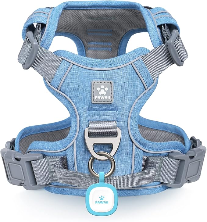 Pawaii No Pull Dog Harness with Pet ID Tag,Reflective Strips No Choke Front O Ring Breathable Mesh Adjustable Soft Padded ...