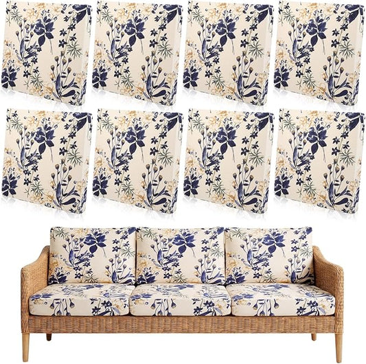 Tegeme 8 Pcs Stretch Printed Sofa Cushion Covers Outdoor Floral Couch Covers Replacement Outdoor Couch and Sofa Slipcovers...