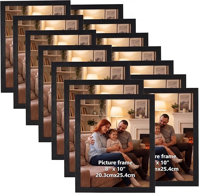 Giftgarden 8x10 Picture Frames Set of 15, Black Wooden Photo Frame for Wall or Tabletop Display, Engineered Wood with Shat...