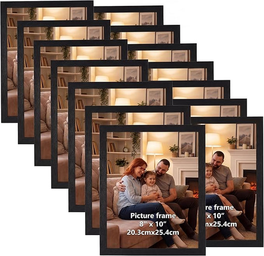 Giftgarden 8x10 Picture Frames Set of 15, Black Wooden Photo Frame for Wall or Tabletop Display, Engineered Wood with Shat...