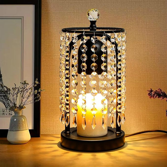 Candle Warmer Lamp with Timer and Dimmer - Electric Candle Warmer ,Crystal Candle Lamp for Bedroom Decor, Flameless Scente...