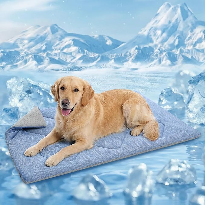 Queenmore Large Dog Cooling Mat for Dog, Portable Flat Pet Bed for Dogs and Cats, Non-Slip Summer Pet Sleeping Mat, Machin...