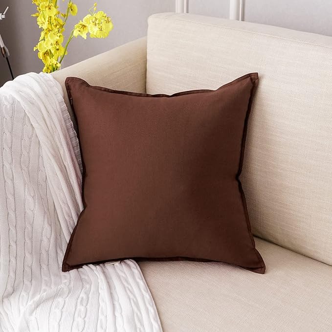 Jeanerlor Solid Cotton Linen Decoration 18"x18" Throw Pillow Cushion Case Special Pillow Cover Delicate Decorative Pillowc...