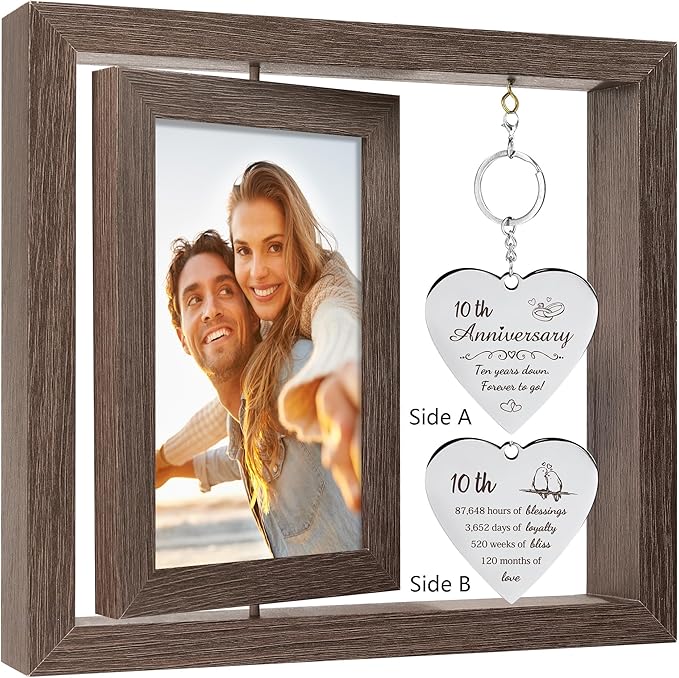 10 Year Anniversary Picture Frame Gifts for Couple 10 Year Anniversary Decorations Gifts for Wife 10 Year Gift Anniversary...