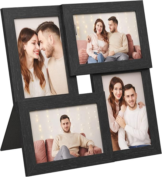 SONGMICS Collage Picture Frames, 4x6 for Wall Decor, Multi Family Photo for Gallery Decor, Hanging Display, Set of 4, Ink ...