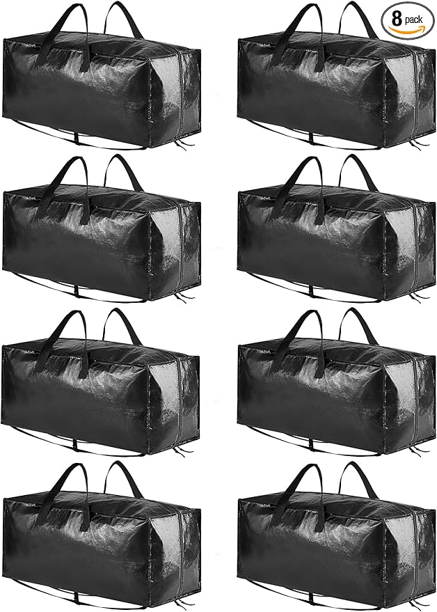 SpaceAid Heavy Duty Moving Bags 8 Pack, Large Storage Totes Bins with Backpack Straps, Strong Handles & Zippers, Packing M...