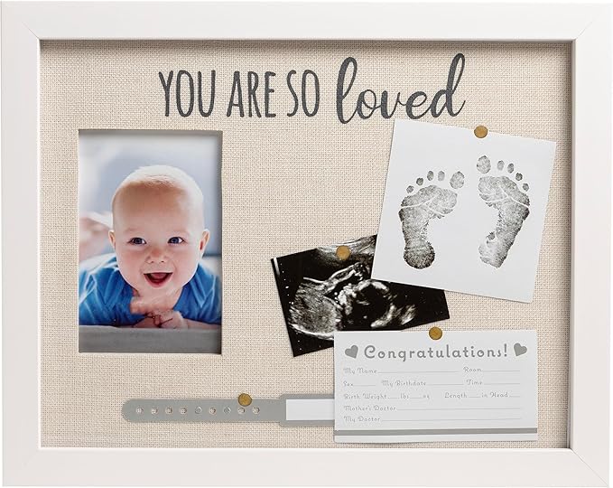 Kate & Milo You Are So Loved Collage Frame, Newborn Keepsake Box, Baby Memento, Nursery Decor, Handprint and Footprint Ink...
