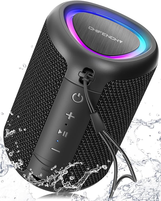Portable Bluetooth Speaker Beach Vacation Essentials: Powerful Crystal Clear Sound/Dynamic Light/IPX5 Waterproof/All Day P...