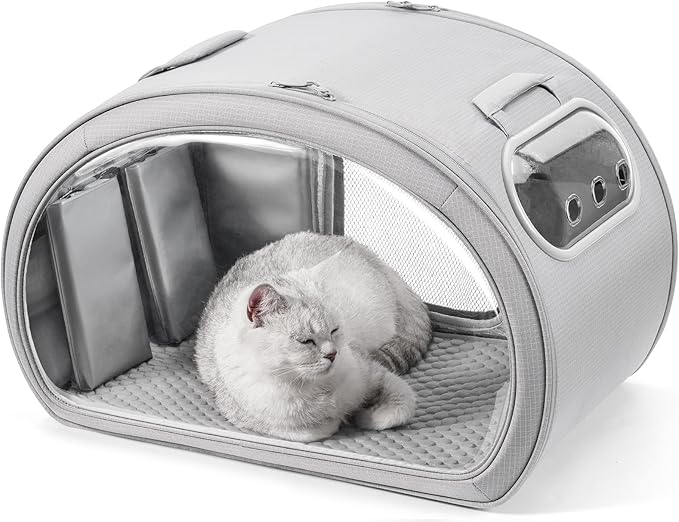 Pecute Cat Cooling House, with Cooling Mat for Small Dogs, Indoor Cat Bed with Insulation and 6 Built-in ice Packs, Foldab...