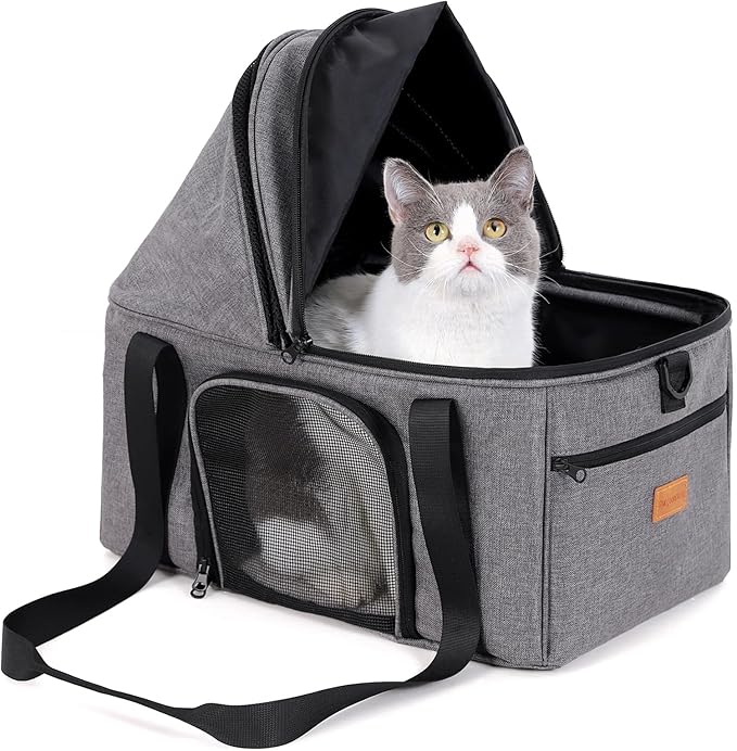 BurgeonNest Top-Expandable Large Cat Carrier, Soft Sided Cat Bag Carrier for Medium Large Pet Up to 15 lbs, Upgraded Small...