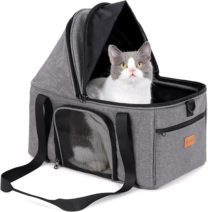 BurgeonNest Top-Expandable Large Cat Carrier, Soft Sided Cat Bag Carrier for Medium Large Pet Up to 15 lbs, Upgraded Small...