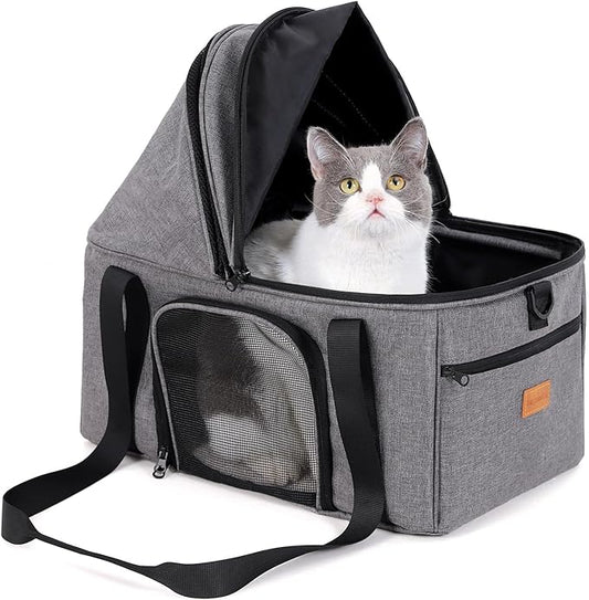 BurgeonNest Top-Expandable Large Cat Carrier, Soft Sided Cat Bag Carrier for Medium Large Pet Up to 15 lbs, Upgraded Small...