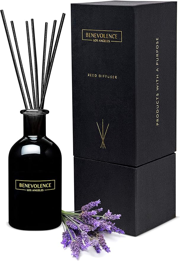 Benevolence LA Reed Diffusers for Home, Lavender & Eucalyptus Relaxing Fragrance | Aromatherapy Reed Diffuser Sticks with ...